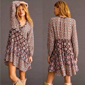 Anthropologie Tiered V-Neck Mini Dress Size XS
